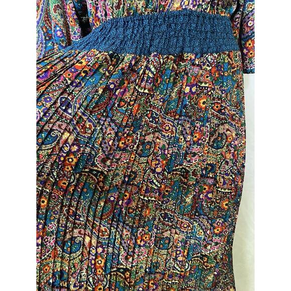 Diane Freis Midi Maxi Dress Paisley 3/4 Sleeve V Neck Elastic Waist V ne… - Picture 11 of 12